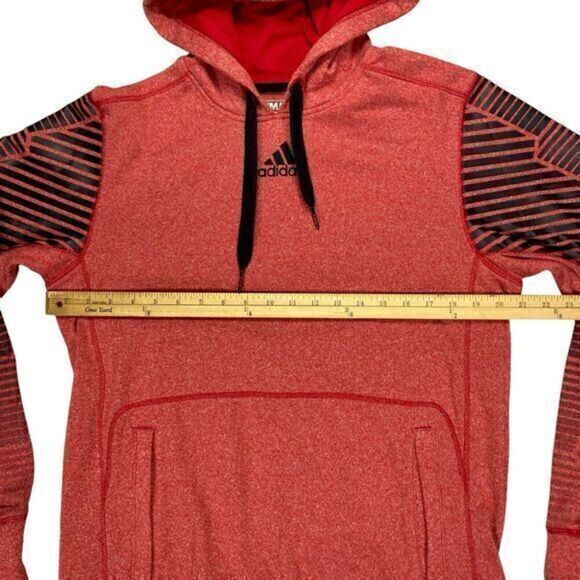 Adidas Ultimate Hoodie Mens Sz M Red Black Striped Climawarm Athletic Sweatshirt - Picture 11 of 16